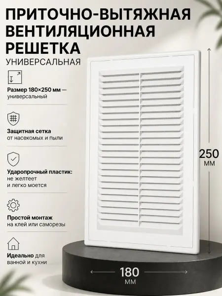 Решетка вентиляционная приточно-вытяжная 180х250мм