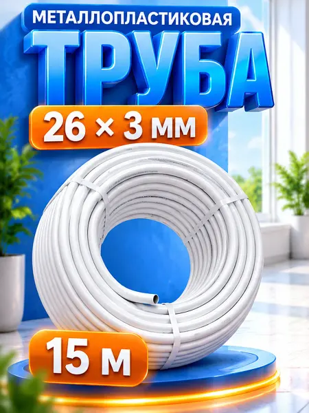 TIM Труба металлопластиковая Ф26х3мм TPAP 2630 отрезок-15 м