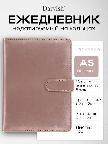 Darvish TM Ежедневник недатированный на кольцах подарочный с застежкой