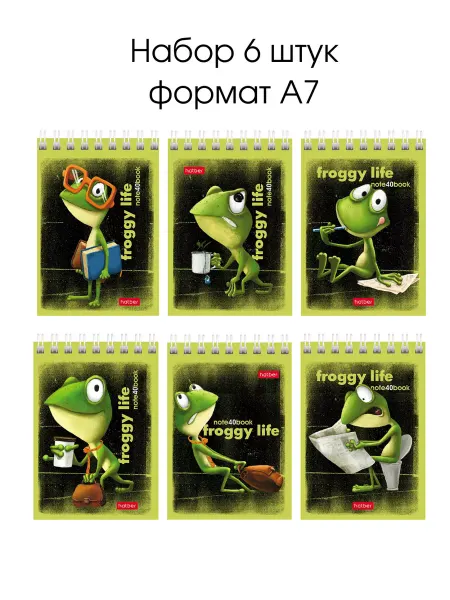 Hatber Набор маленьких блокнотов Лягушонок 6 шт