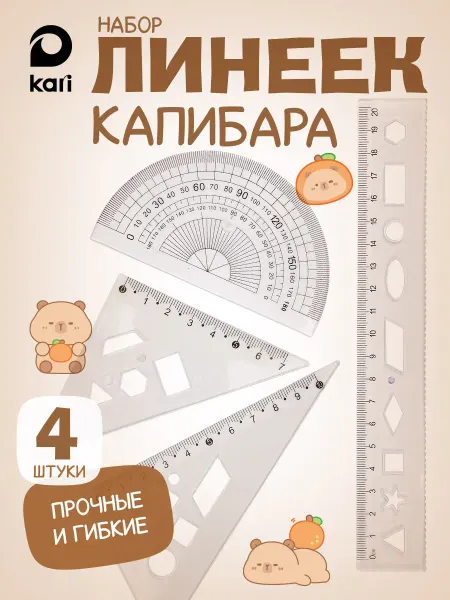 Kari Набор линеек Капибара, 4 предмета