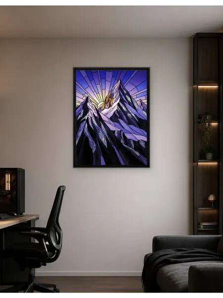 Postersbase Интерьерный постер Витраж Горный Восход 50x70