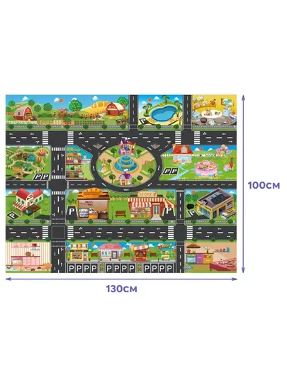 Развивающий детский игровой коврик 130×100 см с дорогой и машинками