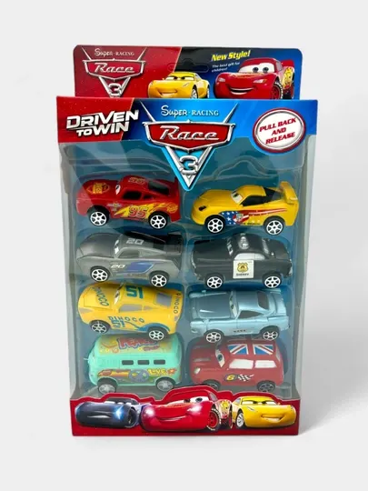 Набор инерционных машинок, Тачки, 8 шт, развивающая игрушка, стиль Disney Cars 3+, Маквин