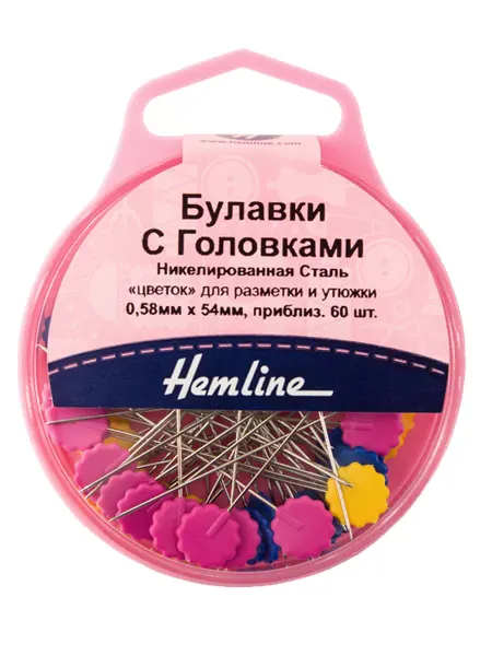 HEMLINE Булавки портновские "Цветок" 54 мм, 60 шт