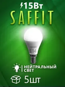 Светодиодная лампа SAFFIT SBG4515 Шарик E14 15W 4000K