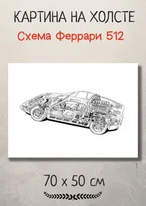 Картина со схемой транспорта "Феррари 512" 70х50 см