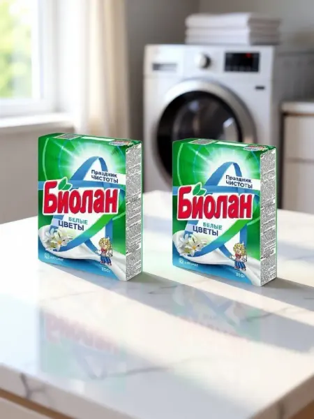 БИОЛАН Стиральный порошок Авт. Белые цветы 350гр 2шт (3609)