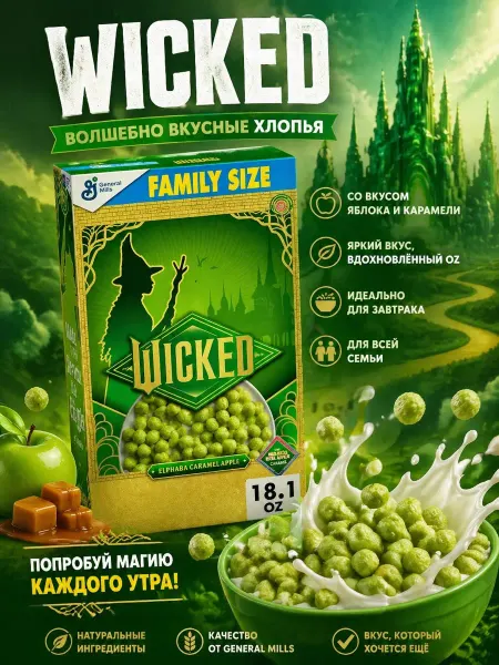 KELLOGG'S Wicked Cereal со вкусом Elphaba Caramel Apple 513g