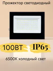 Прожектор светодиодный уличный 100 Вт, 8000 Лм, 6500К, IP65
