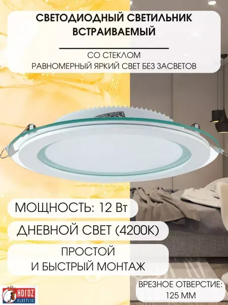 HOROZ ELECTRIC Светодиодный светильник со стеклом CLARA