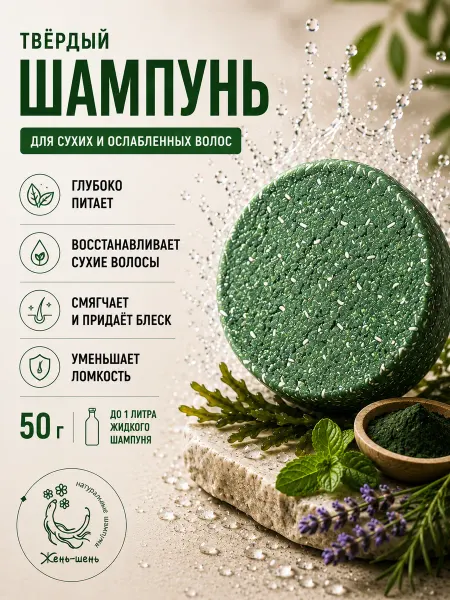 Жень-шень Твердый шампунь сухих ломких волос жирные корни