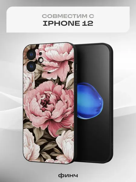 Финч Чехол на Apple iPhone 12 с принтом Пионы