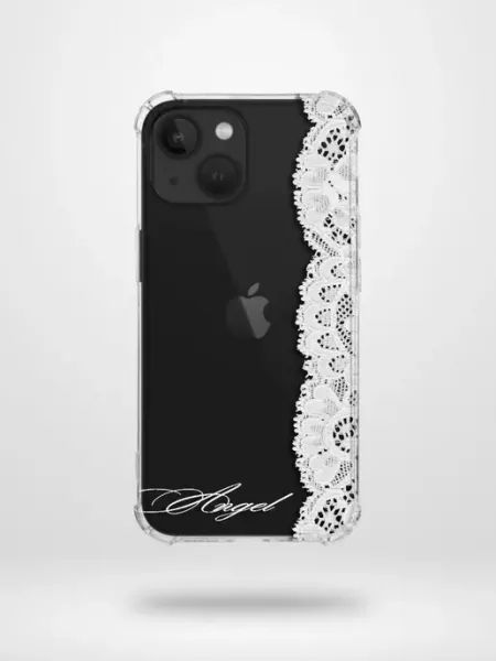 ATW Прозрачный чехол на iPhone 13 белый принт кружева pinterest