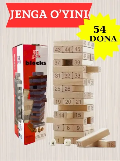 Jenga 54 деревянные кубики, игрушка для детей