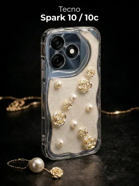 РИНОФОН Чехол с розами и жемчугом на Tecno Spark 10, Tecno Spark 10c