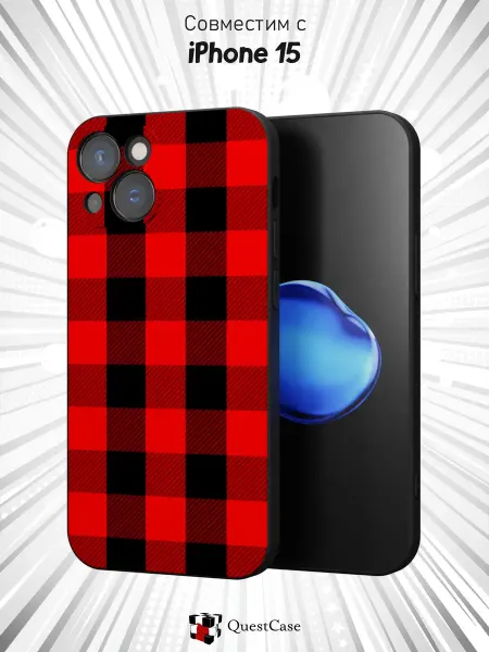QuestCase Чехол на Apple Iphone 15 с принтом Клетка