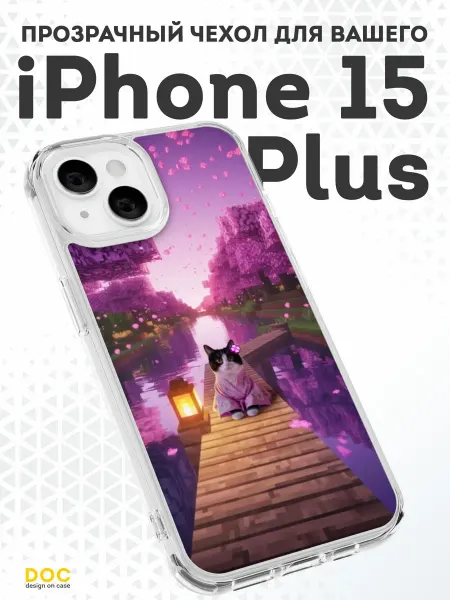 DesignOnCase Чехол-бампер на iPhone 15 Plus с принтом Minecraft