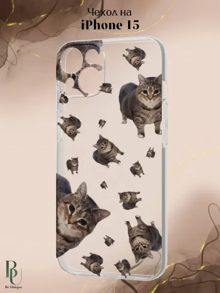 Be Unique Чехол на iPhone 15 с принтом Котик Oiia