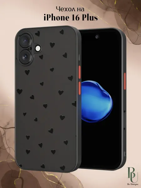 Be Unique Чехол бампер на iPhone 16 Plus с сердечками