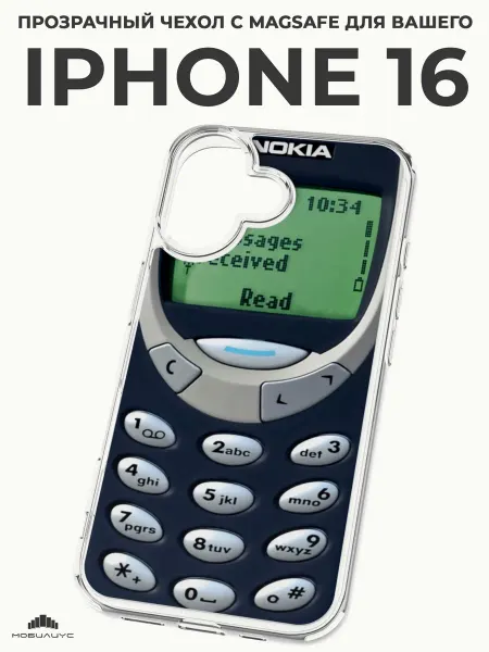 Мобилиус Чехол-бампер на iPhone 16 с принтом Нокиа