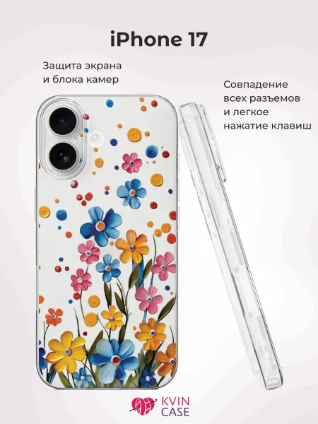 KVIN CASE Чехол на iPhone 17 с принтом Цветы