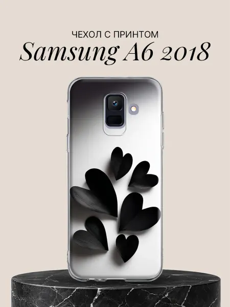 Samsung Чехол на A6 2018 с принтом Чёрные лепестки