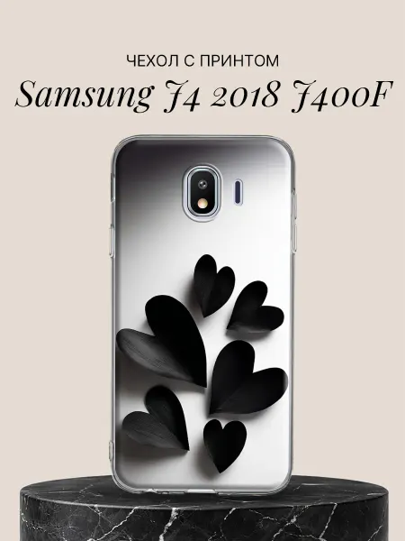 Samsung Чехол на J4 2018 J400F с принтом Чёрные лепестки