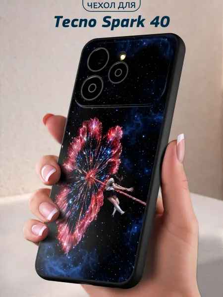 Infinity pick Чехол на Tecno Spark 40 с принтом Галактика сердца