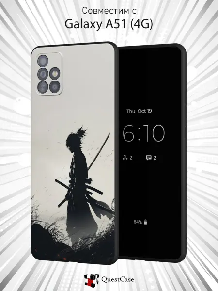 QuestCase Чехол на Samsung A51 4G с принтом Самурай