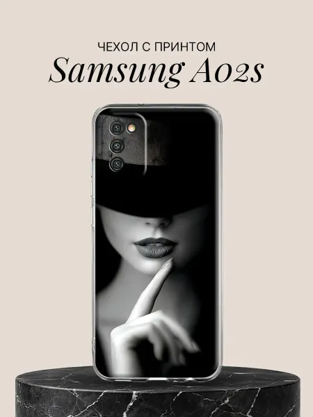 Samsung Чехол на A02s с принтом Загадочная леди в шляпе