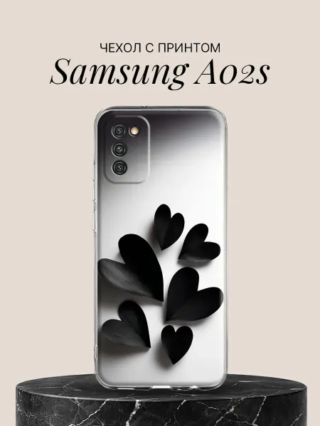 Samsung Чехол на A02s с принтом Чёрные лепестки