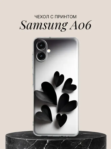 Samsung Чехол на A06 с принтом Чёрные лепестки