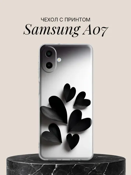Samsung Чехол на A07 с принтом Чёрные лепестки