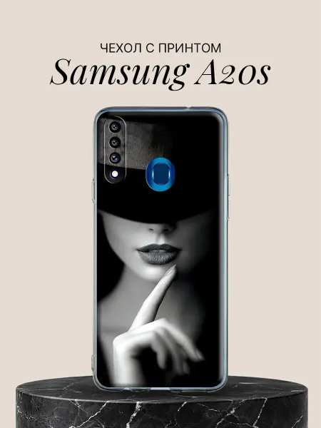 Samsung Чехол на A20s с принтом Загадочная леди в шляпе