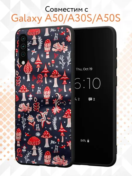 Kvinix Чехол на Samsung A50 A30S A50S с принтом Мухоморы