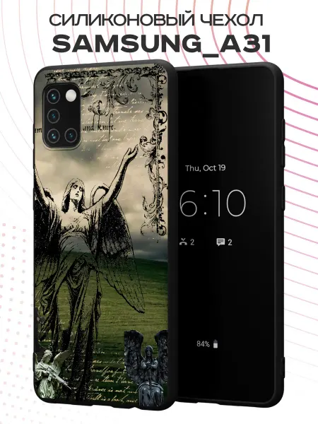 PBl store Чехол на Samsung A31 с принтом Ангел с цветами
