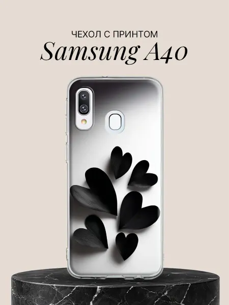 Samsung Чехол на A40 с принтом Чёрные лепестки