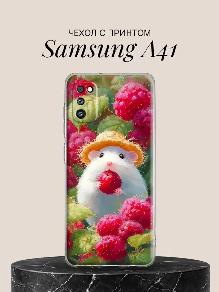 Samsung Чехол на A41 с принтом Хомячок и малина