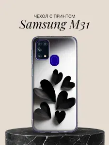 Samsung Чехол на M31 с принтом Чёрные лепестки