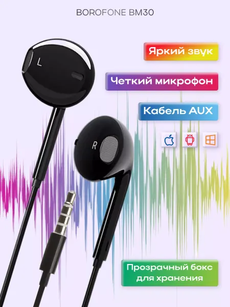 Borofone Наушники проводные с микрофоном вставные 3.5 мм