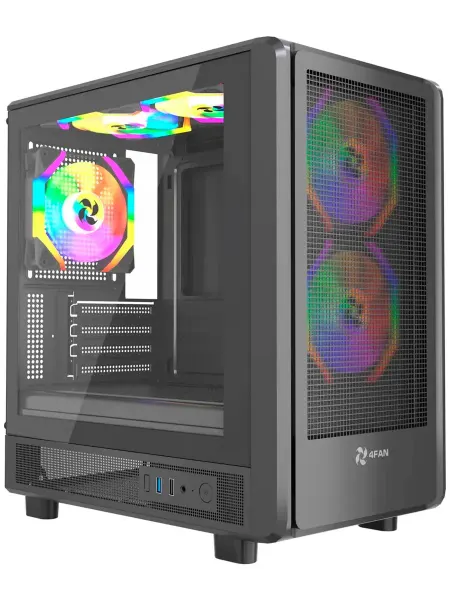 4FAN Компьютерный корпус Goldrim Black wFans