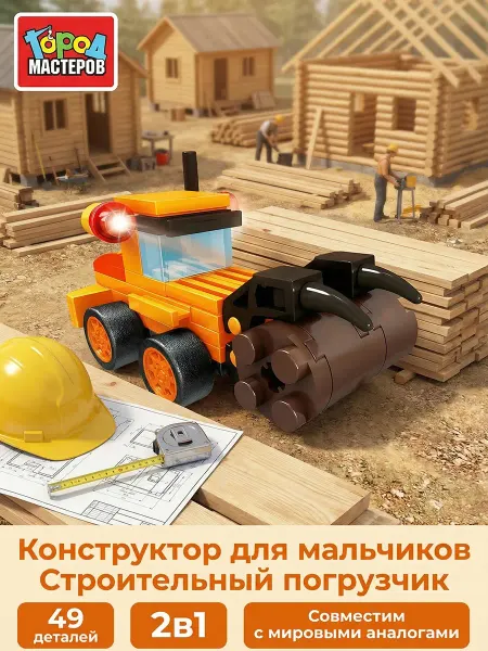 Город мастеров Конструктор для мальчиков строительный Погрузчик
