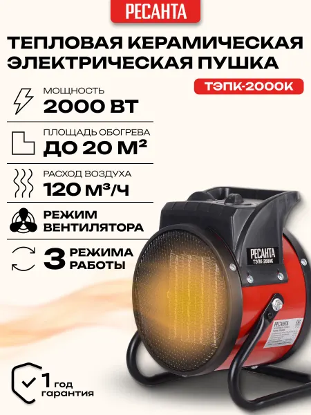 РЕСАНТА Тепловая пушка электрическая обогреватель тэпк-2000к