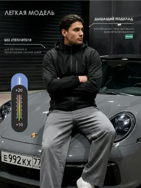 BIGT Летняя ветровка спортивная с капюшоном