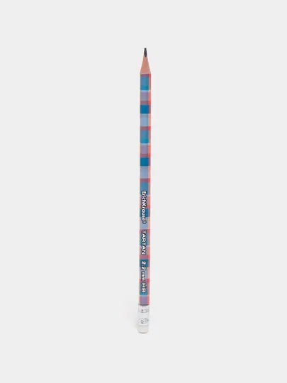 Чернографитный карандаш ErichKrause Tartan, трехгранный, с ластиком, HB 56010