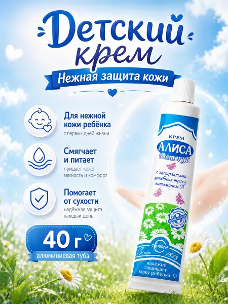 СВОБОДА Крем детский 0+ от опрелостей увлажняющий Алиса, 40г