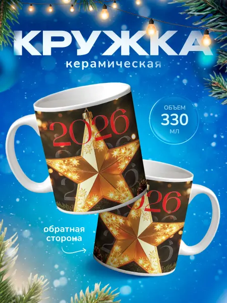 Подарок на память Кружка для чая в подарок новогодняя звезда 2026