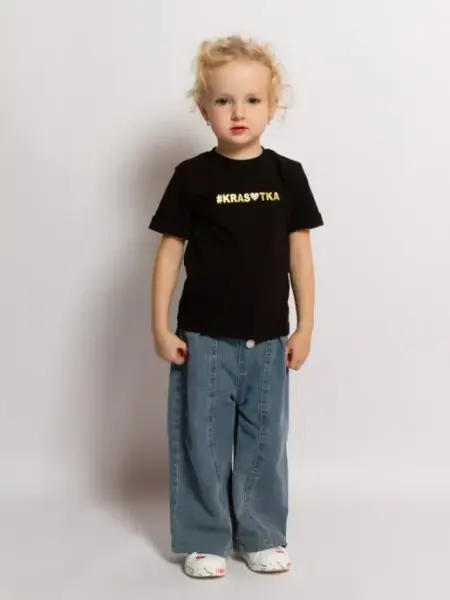 Family Look 59 Парная черная футболка Family look для дочки