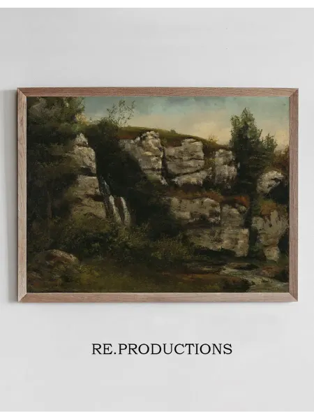 Re.productions Постер Landscape with Rocky Cliffs and a - Gustave Courbet